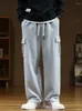 Men's Pants 2024 Autumn Sweatpants Men Multi-Pockets Drawstring Cotton Casual Track Pant Male Loose Straight Trousers Large Size 8XL