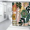 Rideaux de douche rideau floral boho 180x180 cm feuilles tropicales de la salle de bain avec crochets de bain de bain cover de toilette