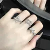 Cluster Rings Irregular Cross Star Opal Ring Y2K Natural Stone Star Ring Female Couple Ring Moon Stone Zircon Ring Neutral Gem240408