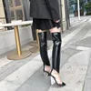 Bottes printemps automne slim cristal super hauts talons pointés couleurs mixtes plus taille 42 43 femmes enjunes longues modernes