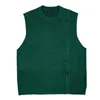 Herenvesten man kleding ronde kraag vest gebreide truien voor mannen groene knop mouwloze waastcoat crewneck gebreide kleding 2024 trend winter a