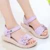 LPCT Sandalen Girls 2023 Zomer Kinderschoenen Soft Sole Anti Slip Flower Pearl Beach Fashion Princess D240515