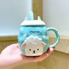 Mugs 380ml High Quality Ceramics Coffee Cup Boyfriends Girls Hearts Ins Ceramic Mug Lamb With Spoon And Lid Water Bottle