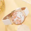 Zegarek na rękę 5pcs Ustaw damskie zegarki bransoletki kwarcowe dla kobiet skórzana zegarek sportowy sukienka sportowa Rose Dial Clock Relogio