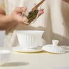 Tee -Sets Hammelfett Fett Jade weiße Porzellanschale Abdeckung Teetasse