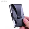 Money Clips Aluminium Credit Card Holder Fake Carbon Fiber Minimalist Card RFID Money Clip Affärskort Holder Case Men Metal 240408