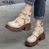 Sandalias 2024 Mujeres de verano Toe Round Toe Tacón de la plataforma Zapatera Zapatos de cuero Genunine Cuero Gladiador hecho a mano