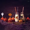 Einweg -Fläche 10 Pack Halloween Themen Obstgabeln Mini Bento Schilder Plastikdekorationen Dessert Material