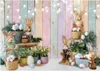 Party Decoration Spring Easter Wood Door Pography Backrops Flower Egg Kid Födelsedag Porträtt Dekor Bakgrund PO STUDIO BACKGROUN