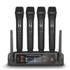 Микрофоны VHF 4channel Wireless Microphone System для пения домашнее караоке -диджейское церковное свадьба