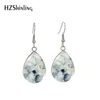 Boucles d'oreilles en peluche 2024 Hoop Ginkgo feuilles art peinture crochet verre cabochon en acier inoxydable bijoux