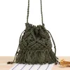 Schoudertassen dames dames mode tassel crossbody rietje weef tas tas geweven winkelen tas tas satchel 50ld