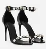 2024 Marque de luxe Femmes Keira Sandals Chaussures Faux-Pearl Embellie Polied Calfskin Leather Lady High Heels Gladiator Elegant Sandalias EU35-43, Origonal Box Box