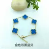 VAC bracelet Instagram Lucky Clover New Necklace Bracelet Double sided Light Luxury Fading Gold Handicraft Simple and Versatile High end