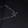 Kedjor Natural Amethyst Stone Necklace Starfish Pendant Jewelry 925 Sterling Silver for Women