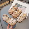 Slipper Summer Sumber Girls Sandals Дети повседневные туфли вырезов цветочные принцессы