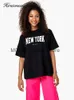 レディースTシャツヒルシオンサンニューヨーク印刷された女性ファッションカジュアルな半袖夏コットン通気性TシャツチキンブラザーズティーH240408