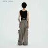 Frauen Jeans Harajuku Frauen übergroße Frachthosen Strtwear Hip Hop Shirring Kontrast Farbe Streifen gerade Bein Mode Casual Hosen Y240408
