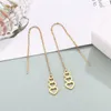 Orecchini a pennello Elegante catena lunga per donne in acciaio inossidabile Fit 2 3 fori per piercing auricolare link a pendente semplice