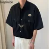 Men's T-Shirts Summer large pocket workwear short sleeved T-shirt mens university style loose casual shirt mens top J240402