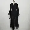 Ethnische Kleidung Islamische Kaftan Eid Muslim Frauen Spitzenblumkleid Arabische Kimono Femme Malaysia Elegante Kleidung Abaya Dubai Türkei Robe