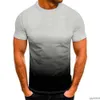 Designer'lerin T-Shirts 2023 Bahar Yeni Mens Leisure Sports Fashion 3D Gradyan Kısa Kollu Mürettebat Boyun T-Shirt Erkekler