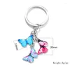 Nyckelringar Trendiga flickor Färgglada emalj Butterfly Keychain Insects Car Key Women Bag Tillbehör smycken gåvor