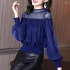 Women's T Shirts Elegant Solid Color Pullovers Ladies T-Shirts Korean Long Sleeve Tops Spring Autumn Thin Interior Lapping Women Clothing
