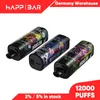 Partihandel Vape Happ Bar 12000 E Cigarett Puffs 18 Vapes engångsvapet Deschable 20 ml Förfyllda enheter 650mAh Batteri 0% 3% 5% Elektronisk cigarettvaper