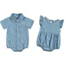 Born Baby Short Short Shleeve Body Fashion Fashion Solid Color Denim Sump Summer One Piece Abita per bambini 018m Rompers3110643