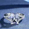 Anelli di banda Mysterious rettangolare CZ Diamond Ring Designer Luxury Designer With Box Women's Elegant