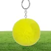 Artificial Rabbit Fur Ball Plush Fuzzy Fur Key Chain Ball Keychain Car Bag Keychain Key Ring Pendant Jewelry with Ring sxjun27798311