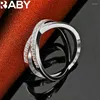 Clusterringe Urbaby 925 Sterling Silver Cross x Zirkon Ring für Frau Hochzeit Verlobungsmodische Party Charme Schmuckliebhaber Geschenke