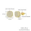 Boucles d'oreilles en filetage en zircon complet Hiphop pour hommes et femmes boucles d'oreilles plaquées en or en diamant complet 220125