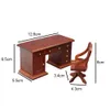 2 stks/set 1/12 Dollhouse Miniature houten bureau computer stoel meubels model speelgoed ornamenten decoratie accessoires voor kinderen cadeau 240403