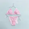 Nieuwe sexy bikini dames subsysteem met roze verzameld zwempak