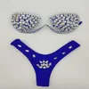 High Women Women Custom Bikiny String Thong Diamond Bikinis Beachwear brilhante Sexy 2 peças de maiô