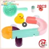 Baby Bath Toys 2st Baby Bath Toys Wall Suction Cup Marble Race Run Track Badrum monterad spår Slippery Bath Toy Set för barn L48