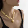 Подвесные ожерелья Новое модное панк преувеличенное металлическое заявление о короткометражных ключице Геометрическое сердце