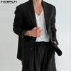 Incerun 2024 Men Blazer с твердым цветом отворота с длинным рукавом уличная одежда мода кнопка повседневная костюма элегантные отдыха Thin Coats 5xl 240326