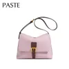 Drawstring Macaron Plum Color 2024 Spring Simple Flap Square Shoulder Bag For Women Split Leather Crossbody Small High Qualuty