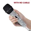 Microphones Microphone à la main en métal dynamique, strass clignotes clignotement décoré, pour chanter avec 9,85 pi xlr câble métal hkd01star