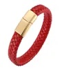 Simple personality business men red woven leather bracelet Stainless steel magnetic buckle fashion charm bracelet 7SP022897550825537740