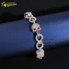 Nowe przybysze 925 Sterling Srebrne niestandardowe zapięcie Moissanite Skull Cuban Link Bransoletka dla mężczyzn kobiety