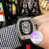 Watch Designer Luxury Mens Mechanics Wristwatch Dihanno Men's and Women's Barrel Type Carbon Fiber Skull Mechanical Hollow Squa