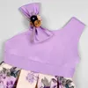 Lavender Flower Dress Rose Bow Kids Wedding Druhna Ubrania dla dziewcząt 210 lat 240325