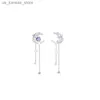 Incantesimo delicato grazioso zircone moon navasel farfalla orecchini per donne coreano New Fashion Asimmetric Earring Girls Party Jewelry240408