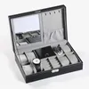 Boîtes de montre Luxury Pu 12 Slots Box Boîte en cuir Bijoux de bijoux Organisateur Black Oreads Display Cabinet Gift