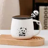 Mugs Funny Panda Mug Coffe With Lid & Spoon Cute Ceramic Coffee Kawaii Cup Gifts For Girls Women Men Kid