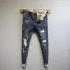 2022 New Mens Casual Loose Ripped Denim pantalon Crop Jean Jacket Sweet Mid-Waist